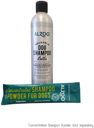 Alzoo reutilizável, garrafa de shampoo recarregável para cães, encher com água e shampoo concentrado em pó, alumínio reciclável,