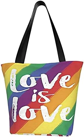 Bolsa de bolsa de ombro casual de lona de lona do orgulho gay grande para mulheres, para mulheres, trabalho de compras