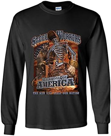 Trabalhadores de aço backbone of America Manga longa Camiseta de solda de soldagem Metal Metal