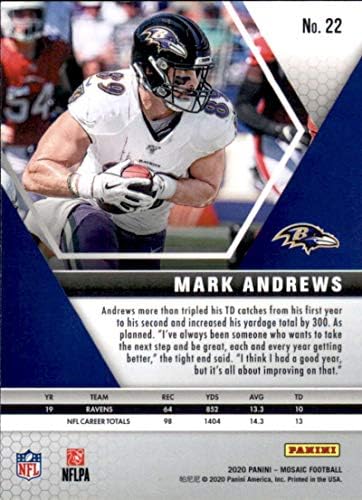2020 Panini Mosaic 22 Mark Andrews Baltimore Ravens Football Card
