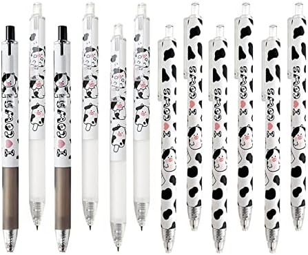 DIYYILIF 12 PCS CANAGEM CANAÇÃO DE VACA, canetas de tinta de gel retrátil de 0,5 mm, canetas de tinta de gel de desenho animado, canetas