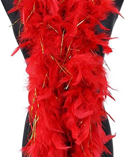 2 metros de peru vermelho penas e arame dourado boa fita casamento de festa de natal decoração de penas para artesanato fofo e