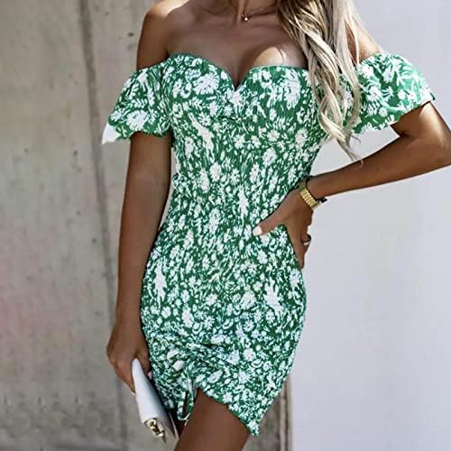 Pimelu Women Summer Printing Tube tops casual Sexy Off ombro vestido de tração de tração de tração de elástico vestido de