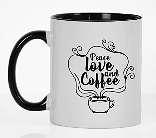 Inkdotpot Peace Love and Coffee Rody engraçado de 11 oz Canecas de café cerâmica Presente para amigos melhor amigo café