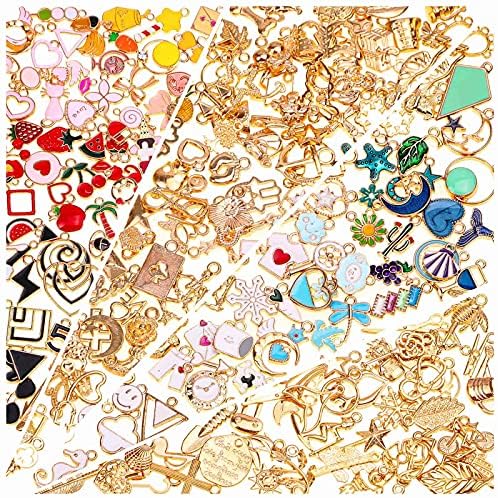 Charms de 200pcs para fabricação de jóias, variações de pulseiras variadas de joalheria, encantos de brindes de metal a granel por atacado para colar de colar de colar de colar e criação de jóias de colar