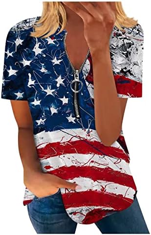 Camas femininas Tripas de estrela dos EUA Quarto julho Tee camise
