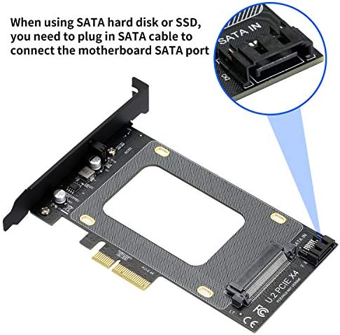 MZHOU U.2 PCI-E ExpansionCard, SFF-8639 para cartão adaptador SSD, PCI-E 3.0 x4 adaptador SATA-High Power Auto-Powed the NVMe Standard