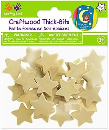 Estrelas de madeira - pedaços de madeira sem pintura para artesanato - 30 peças - 0,75 polegadas - 0,23 polegadas de espessura