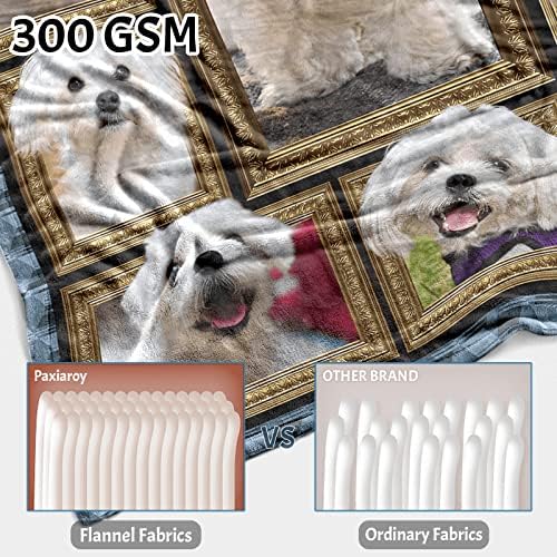 Cobertor de cachorro maltês, cobertor de lã para cama de sofá, cobertores e arremessos de flanela quente e macia para