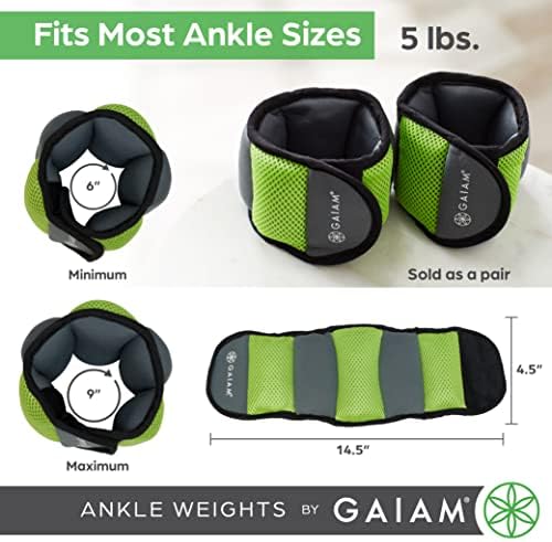 Gaiam Ankle pesos de força de treinamento Conjuntos de peso para mulheres e homens com tiras ajustáveis ​​- caminhada, corrida, pilates,