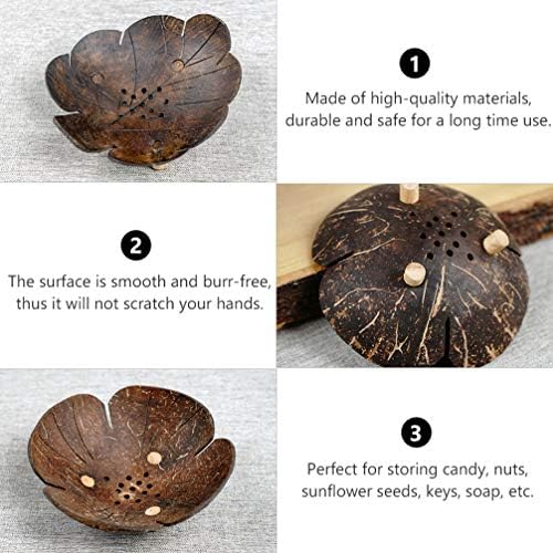 AMOSFUN 2PCS TWLS COCONUTS Smoothie Bowl Shell Decoração de coco Decoração Gotas- Coconut Shell Bowl Smooth Candy Snack Bow