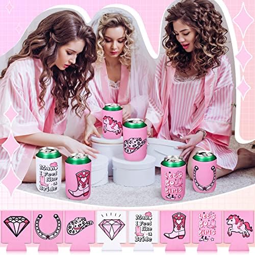 16 peças Bachelorette Party Party Festa de mangas de bota Unicorn Let's Go Girl Beverage Sleeves Favor Favor