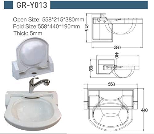 Jz Marine Boat Caravan RV Camper White Acrílico Pia de dobragem 558215380mm GR-Y013