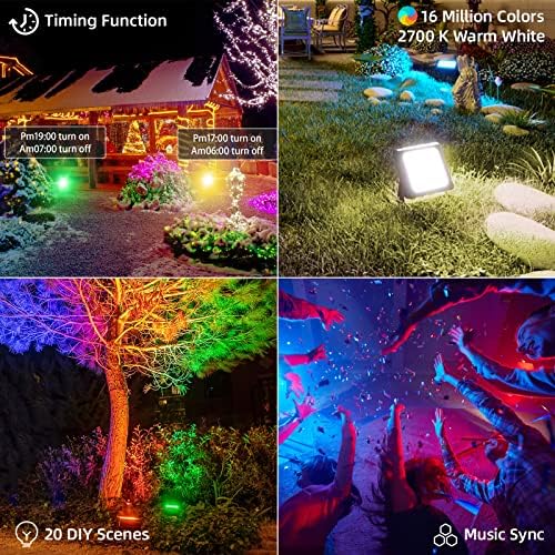 RGB LED LIGHT LUZ DE INFORMAÇÃO 300W IP66 CONTROL DE APP APP IP66 16 MILHOS DE CORES E LUZ Branco com tempo Alteração de cor ao ar livre