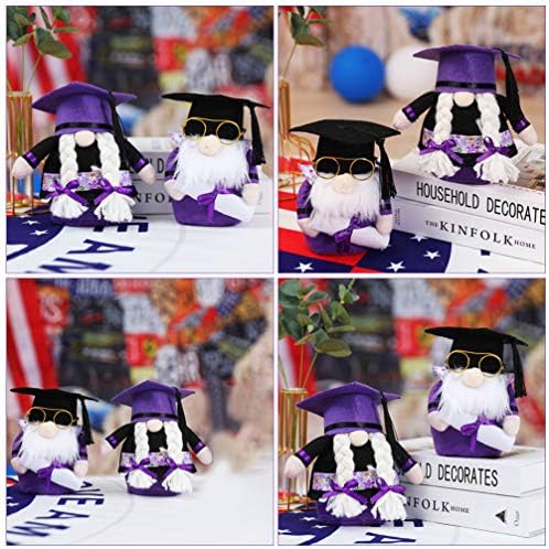 AMOSFUN 2PCS GRATUÇÃO GNOME DECORAÇÃO DO PLUSH PLUSH Gnome Doll Toy Toy sueco Tomte estatueta com óculos de pós -graduação para
