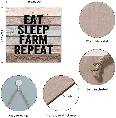 Sinal de madeira rústica Eat Sleep Farm REPETIRA Vintage Wood Family Sign com Provérbios Plank de madeira pendurado sinal de