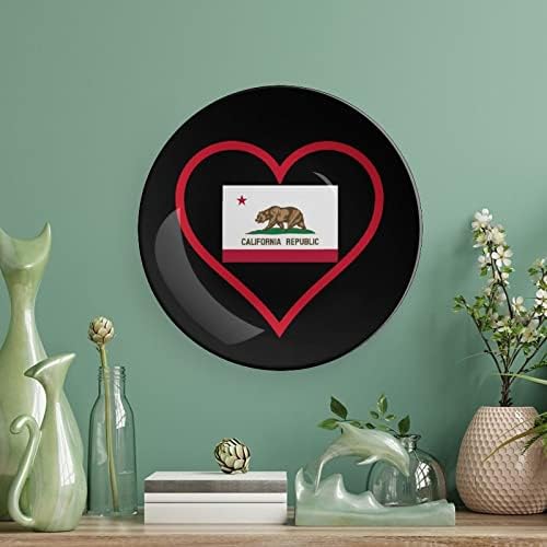 Eu amo a California Red Heart Bone China Decorativa Placas Cerâmicas Artesanato com Display Stand for Home Office