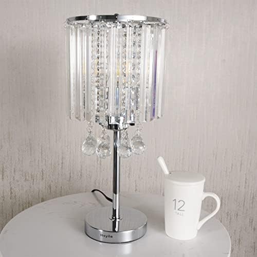 Iluminação Hsyile Ku300191 Modern Elegance Crystal lustre para lâmpada de mesa de mesa de cabeceira, acabamento Chrome,