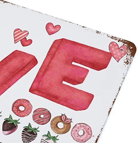 Sinais personalizados de dia dos namorados personalizados Gnome Red Heart Love Words Metal Tin Sign 8 x12 Love Heart Gnomos Feliz