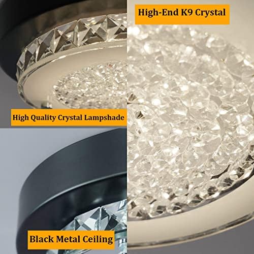 Lustres de cristal uznhty luminos de lâmina de teto de montagem preto lustre moderno lustre 4000k lustres minimalistas LED de