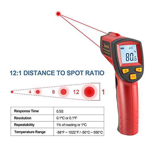 Termômetro infravermelho Astroai 550, sem toque a pistola de temperatura a laser digital com tela LCD -58 ℉ ~ 1022 ℉ para