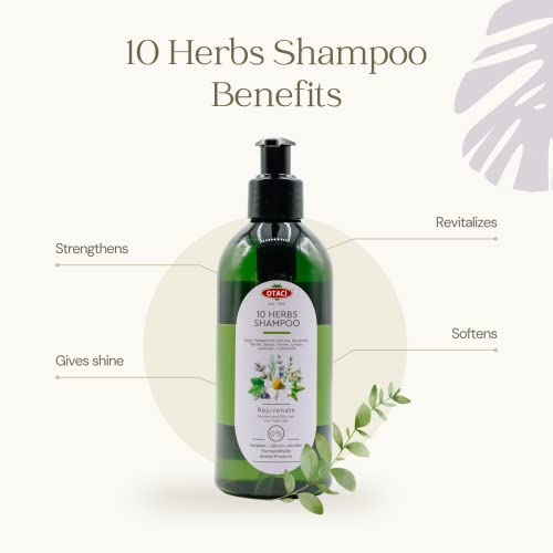 10 ervas rejuvenesce o shampoo para cabelos brilhantes e brilhantes, sálvia, hortelã -pimenta, melissa, alecrim, murta, estrórax,