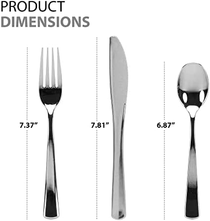 Talheres de talheres de plástico talheres descartáveis ​​extras de peso pesado, combinação de talheres em tamanho real,