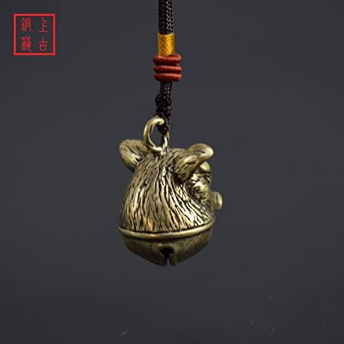 Meiheni 3,3cm de porco de porco de bronze pingente de campainha, metal zodiac pig estátua de artesanato de artesanato ornamento