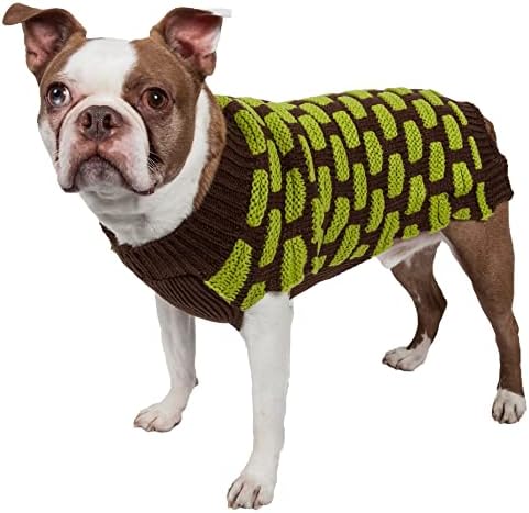 Pet Life ® Sweter de estimação de moda teced - Designer Sweater de malha pesado com pescoço de tartaruga - roupas de cachorro