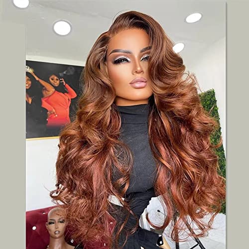 Quinlux Wigs Chocolate Brown Color 13x6 HD Transparente renda frontal Human Human Wigs Com cabelos de bebê Nó de branqueamento