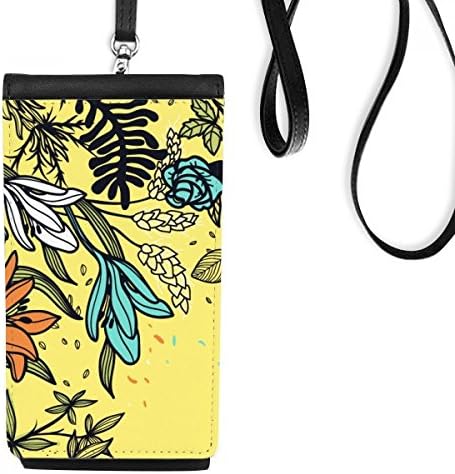 Arte moderna Lily Flowers S Desenho Phone Cartet Burse pendurada bolsa móvel bolso preto