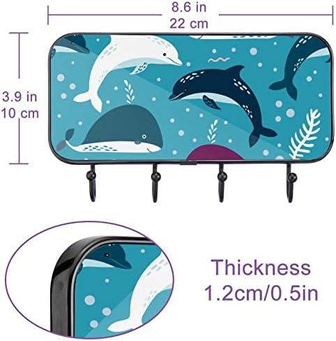 Vioqxi Gails de parede trilho de prateleira, montagem de parede de rack de casaco resistente, plantas marinhas Cartoon Dolphin