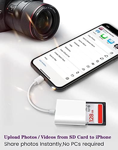 Lightning to SD & TF Card Reader Adaptador, Apple MFI certificado 2 em 1 micro sd tf cartão de memória slot dual slot corda para