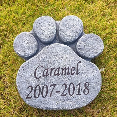 Pedras Memoriais de cães de cães de Somiss Paw Pedras de jardim, marcadores de cães personalizados Stones de cemitério a laser gravado