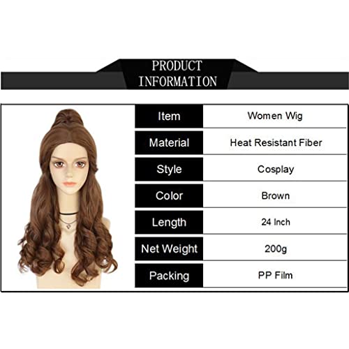 Yfqhdd Princess Cosplay Wig para mulheres longas perucas sintéticas onduladas perucas de fibra de alta temperatura