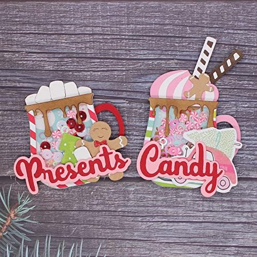 Caneca de natal shaker metal die cortes, feliz natal veado gingerbread man bread matança de estênceis cortados diy scrapbooking decorativo