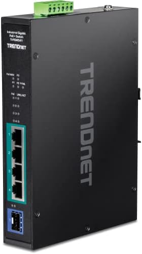 Trendnet 5-porta Gigabit Poe+ Switch, faixa de temperatura larga -20 °-65 ° C, interruptor de raio Din, 50-55V DC,