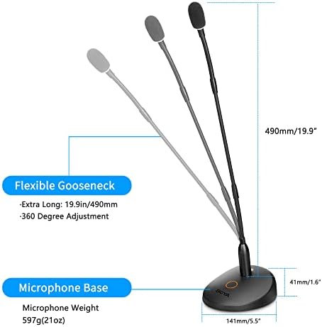 Microfone de paginação de mesa Boya, microfone de conferência de ganso-ganso por GM18CB com potência XLR Jack/Mudo/Indicador por