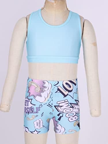 Yonghs Kids Girls Sports Sports Tankini Crop top com shorts de botão de baixo para roupas de dança roupas de ginástica