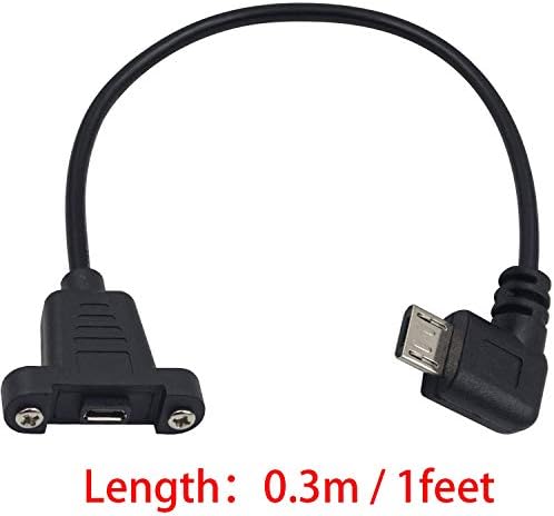 Cabo de extensão USB Micro USB Poyiccot, 90 graus de ângulo reto Micro USB macho para micro USB Extensão de potência feminina