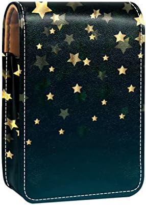 Bolsa de maquiagem de batom portátil fofa, Sky Sky Golden Stars Cosmético Bolsa de batom de batom, organizador de maquiagem com