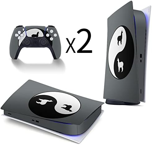 Yin Yang llama 3pcs adesivo de capa de corpo inteiro para edição digital PS5 para console e controlador PS5