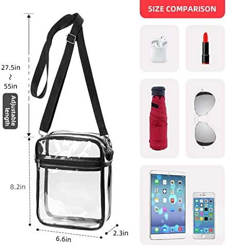 WJCD Clear Bag Stadium Aprovado pelo PVC Concert Purse Clear Crossbody Bolsa Bolsa Clear Bags para mulheres, com bolso da