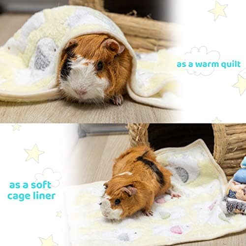 Cusozwo Guiné porco Tapete de cama - 6 Pack Pack Fleece Mold quente Animal Cobertores para hamster de coelho de