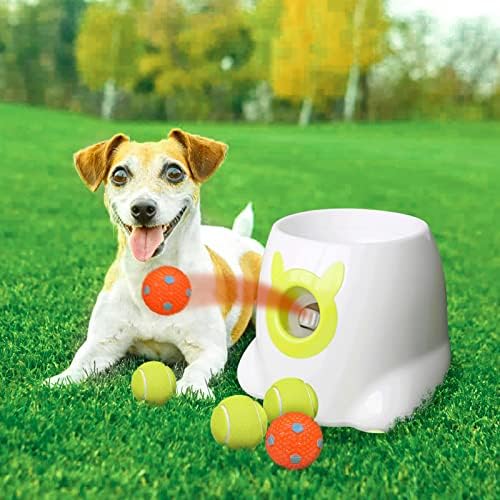 Lançador de bola para cães, Yeego Automatic Dog Ball Launcher com 3 bolas de tênis 2 altas pinballs, brinquedos interativos