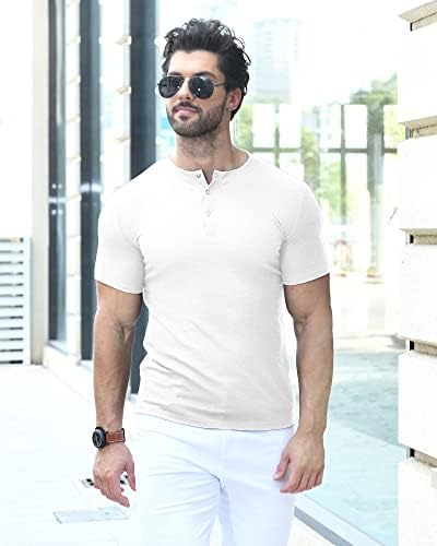 Camisetas musculares masculinas do YTD Treino de manga curta camiseta casual slim fit henley camisa