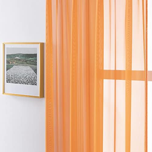 DAESAR VOILE CORTANDO 2 painéis Conjunto, cortina de quarto sem perfuração de poliéster laranja cor sólida sala de estar tratamentos