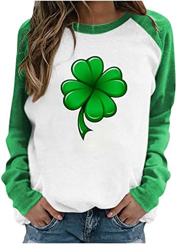 Tshirts de pescoço da tripulação para adolescentes Garapas de manga longa Happy St Patricks Day Gift Brunch Top Tshirts Womens