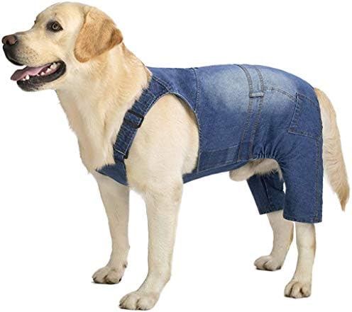 Macacão de jeans de cachorro grande médio Miaododo para cães, roupas de jeans de cães para roupas de cães para cães de