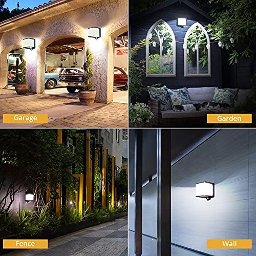 UME Solar Motion Sensor Light Outdoor Led Wall Light, IP65 Propertérico Modern Scona, 4000k, 500lm, ângulo de detecção de 120 °,